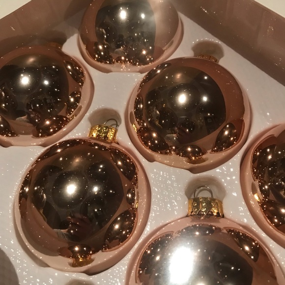 Rose Gold Metallic Chrome Glass Christmas Ornaments - Picture 4 of 8